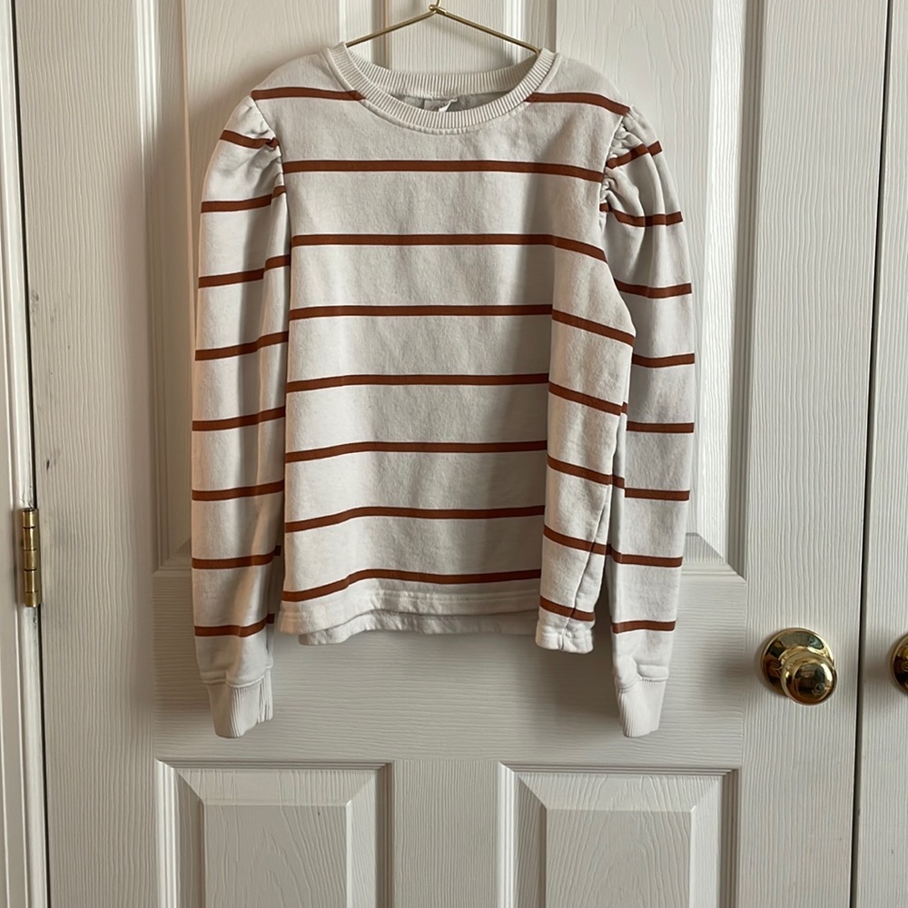 Zara girls white orange striped sweatshirt